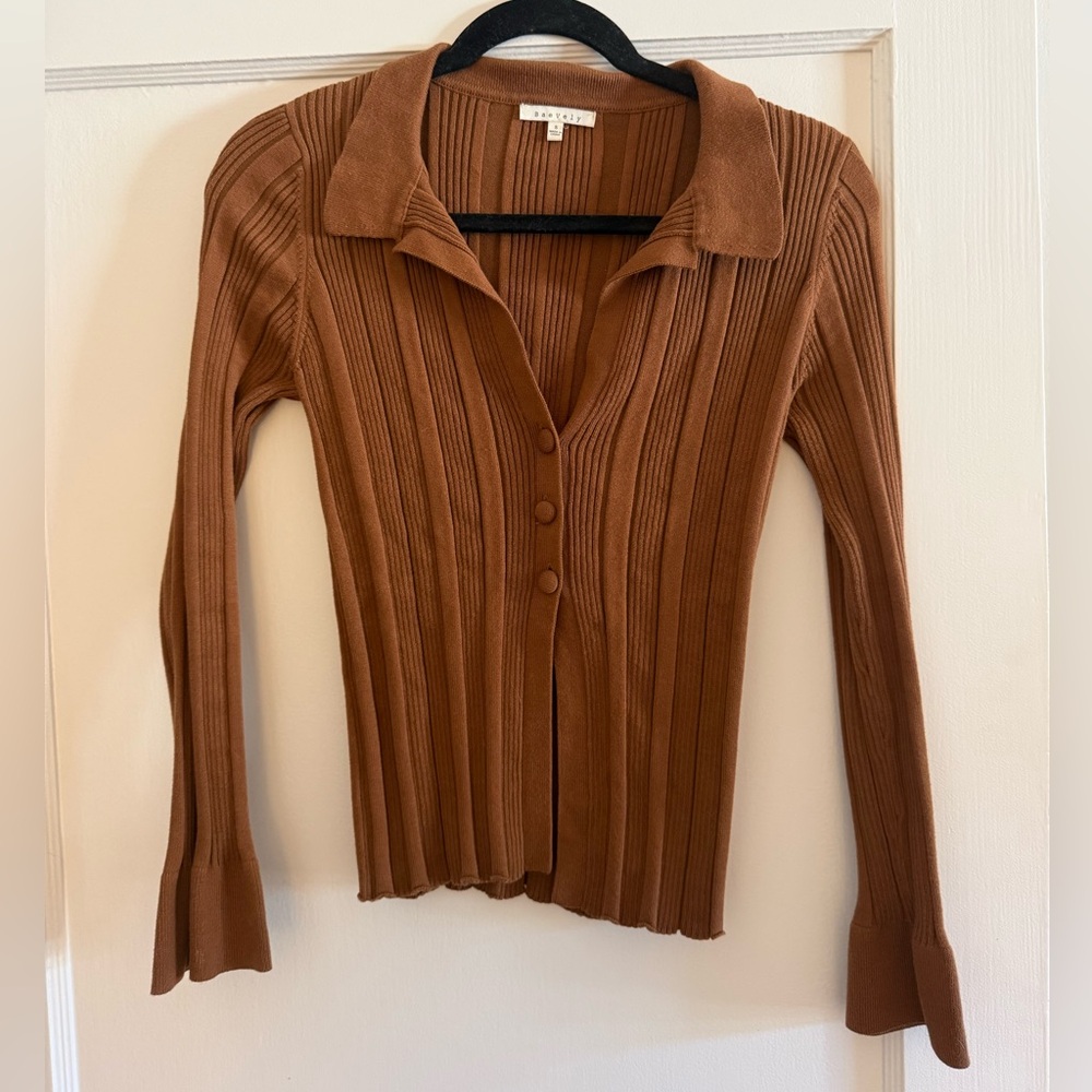 Women's Tan Ribbed Sweater Top